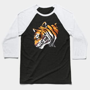 Angry Tiger - Wild Animal Cartoon Art Baseball T-Shirt